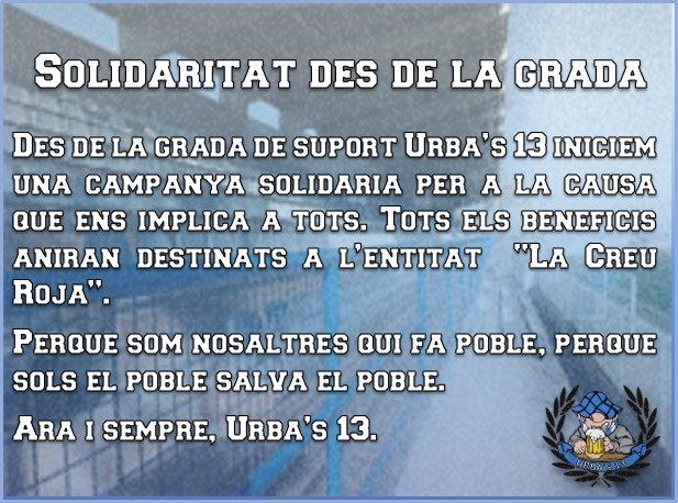 Campanya solidària del grup d’animació Urba’s 13 per a la lluita contra la Covid-19