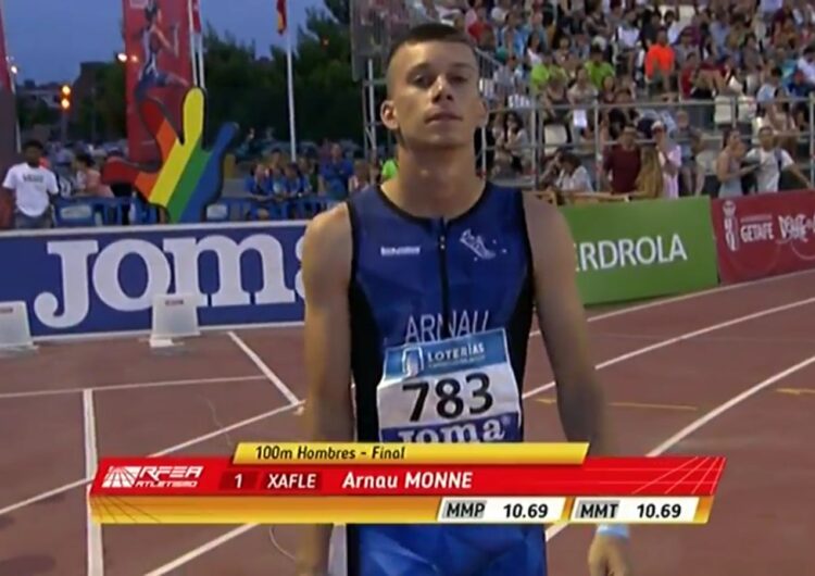 L’atleta del Xafatolls, Arnau Monné, aconsegueix la vuitena posició en la prova de 100 metres llisos al Campionat d’Espanya Absolut