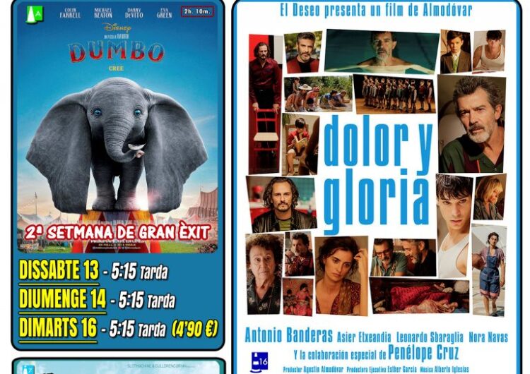 “Dumbo”, “Dolor y Gloria” i “La Mujer de la Montaña” a la Cartellera de Mollerussa