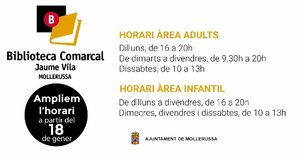 La Biblioteca “Jaume Vila” estrena el nou horari d’obertura matí i tarda dins el Pla estratègic 2016-2020