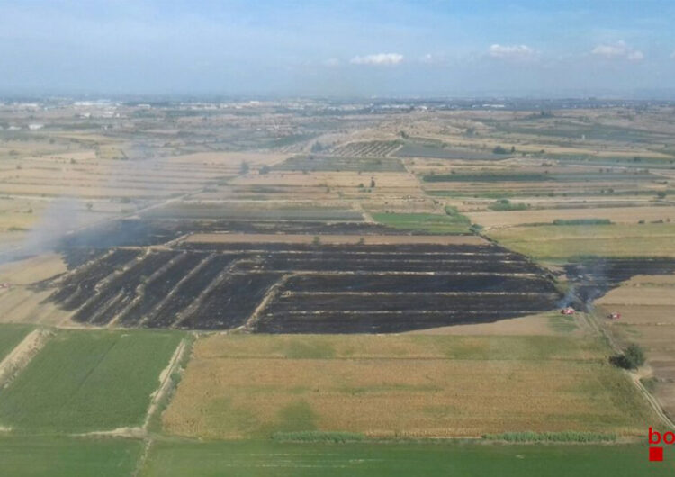 Un incendi crema 10 hectàrees de rostoll a Torregrossa, al Pla d’Urgell