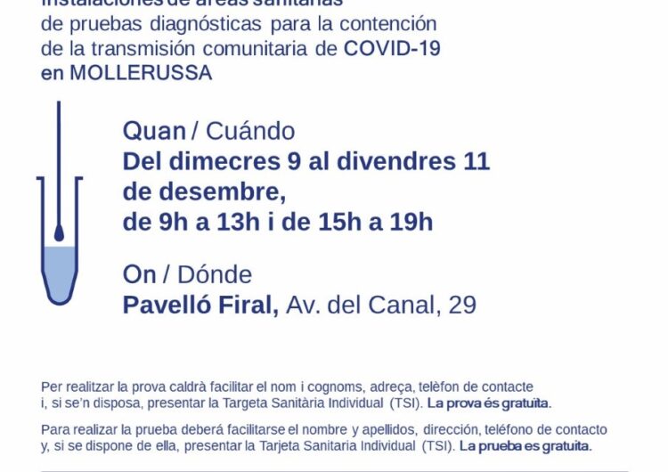 Habilitat el formulari per participar la setmana vinent en el cribratge a Mollerussa