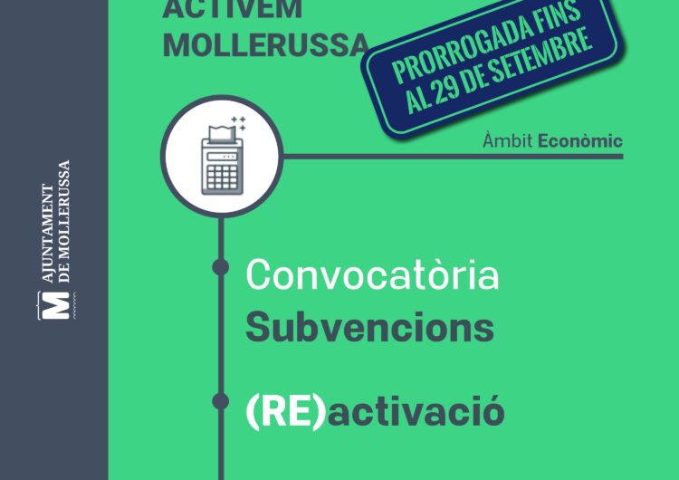 Mollerussa prorroga fins al 29 de setembre el termini per demanar ajuts per a la reactivació econòmica