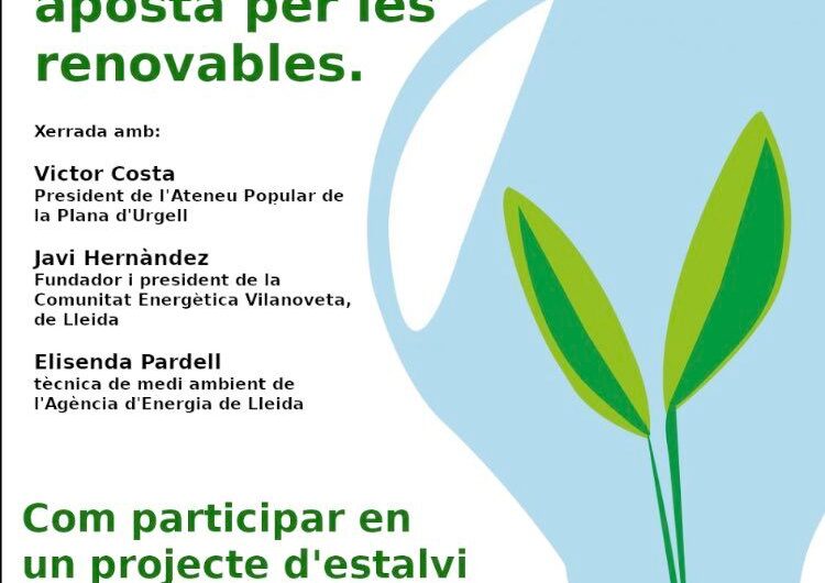 Ajornada al 4 de febrer la xerrada sobre les comunitats energètiques