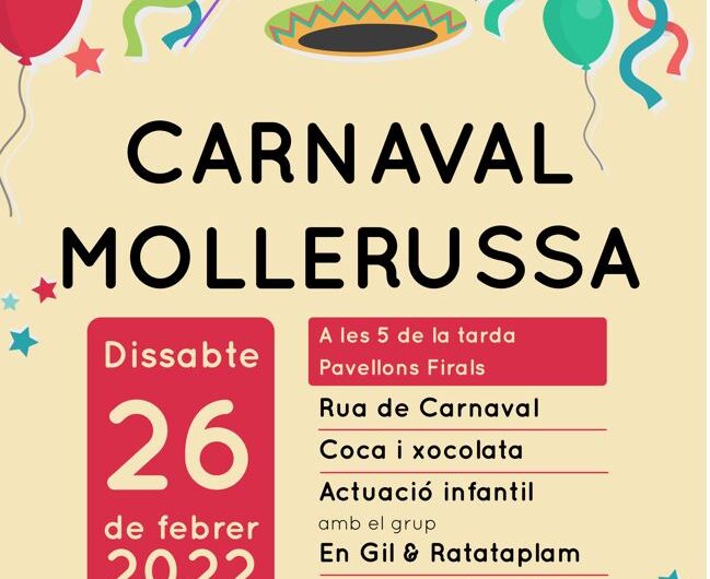 Mollerussa recupera el 26 de febrer la Rua de Carnaval mantenint l’itinerari pel centre i l’avinguda del Canal