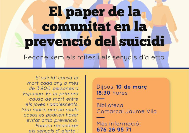 La Biblioteca Comarcal Jaume Vila acull una xerrada sobre el paper de la comunitat en la prevenció del suïcidi