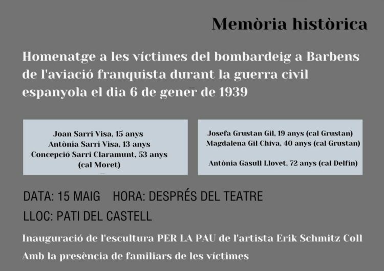 Barbens homenatja les víctimes del bombardeig franquista al municipi