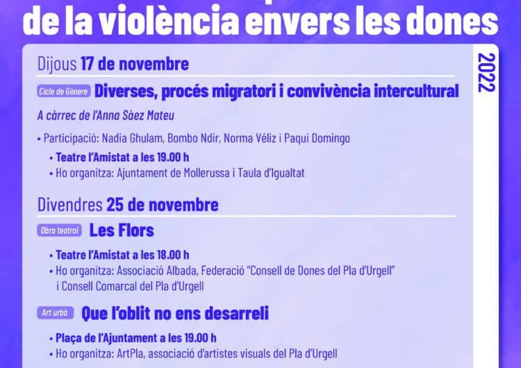 Mollerussa commemora el 25N amb un col·loqui sobre el procés migratori i una performance d’art urbà