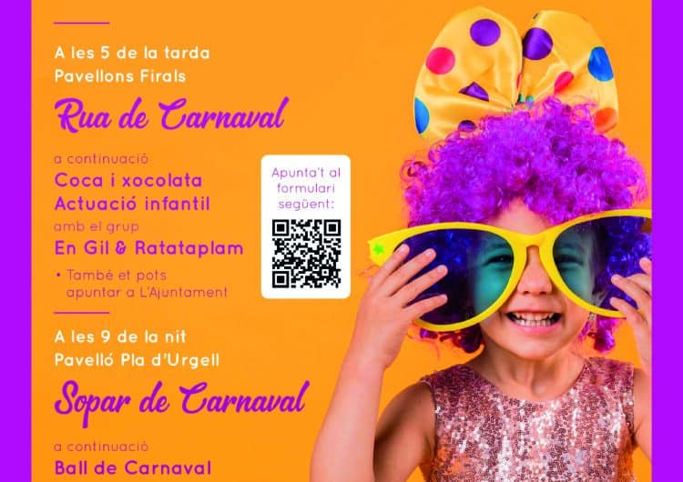 Mollerussa celebra el 18 de febrer la Rua de Carnaval i recupera el sopar popular al pavelló Pla d’Urgell