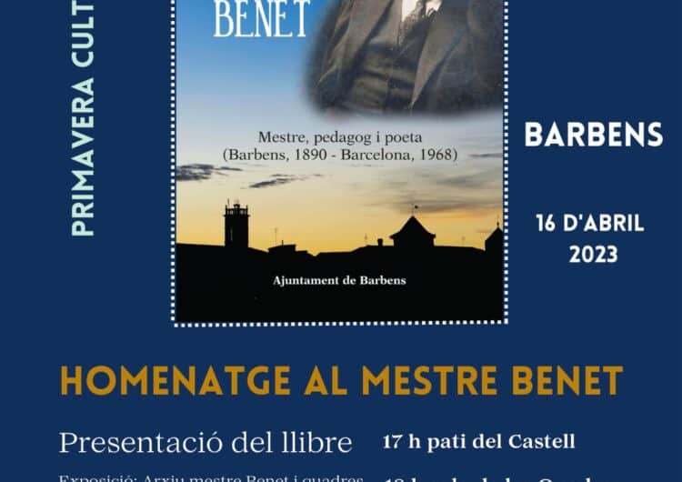 Barbens presenta el llibre ‘El mestre Benet, mestre, pedagog i poeta’