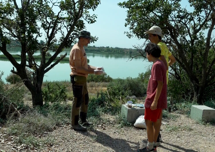 Una vintena de joves connecten amb la natura mentre fan tasques de conservació a l’estany d’Ivars i Vila-sana